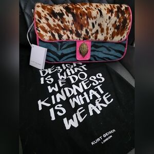 Kurt Geiger Wild Animal Print Leather & Calf Hair Shoulder Bag - New With Tags